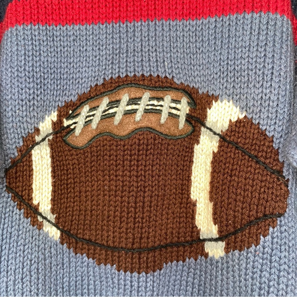 Neiman Marcus Boys Football Knit Sweater Blue Red Size Boys M 4/5 - Picture 8 of 10